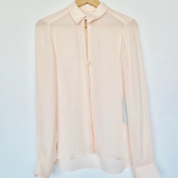 NWT A.L.C. 100% Silk Henry Blouse in Pale Pink Sz XS - Picture 5 of 8